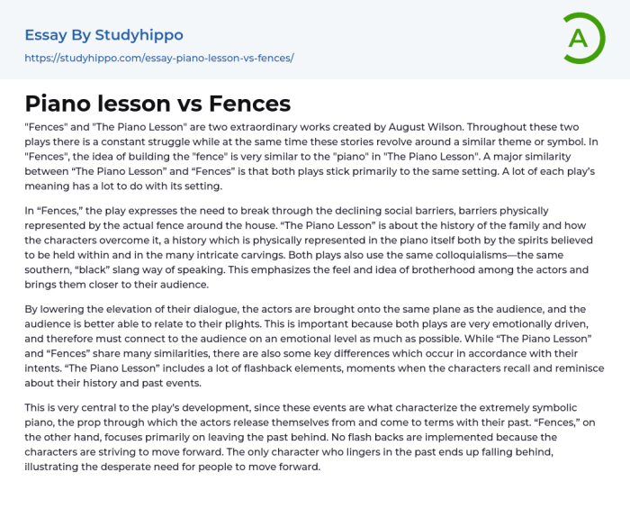 Fences and the piano lesson