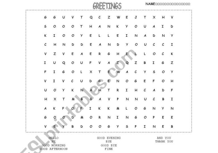 Saludos y despedidas word search answers