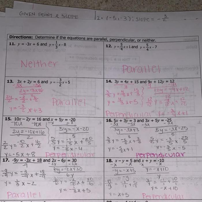 Parallel and perpendicular lines homework 2