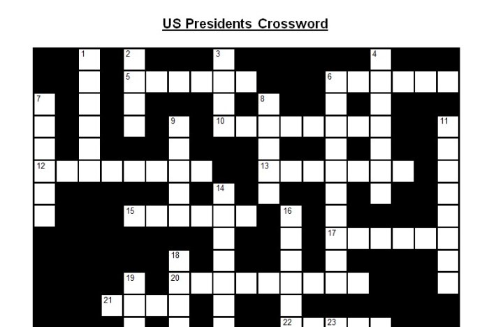 Us presidents crossword puzzle answers