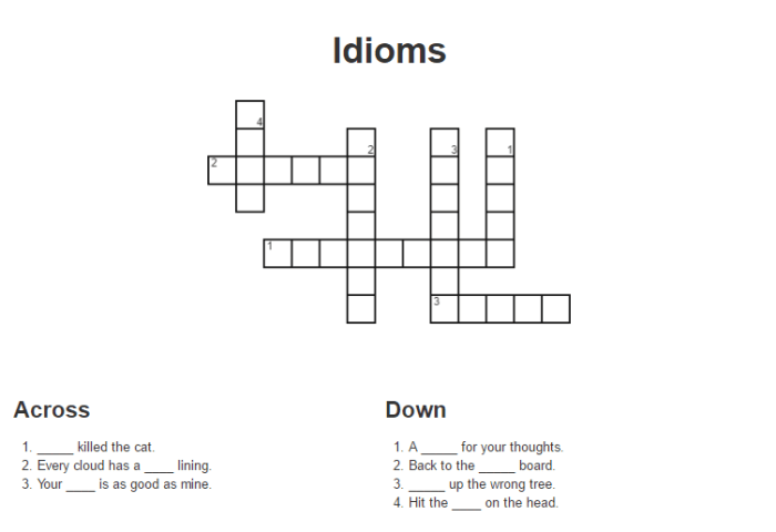 Words in an analogy crossword