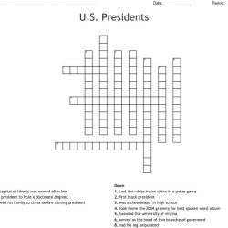 Us presidents crossword puzzle answers