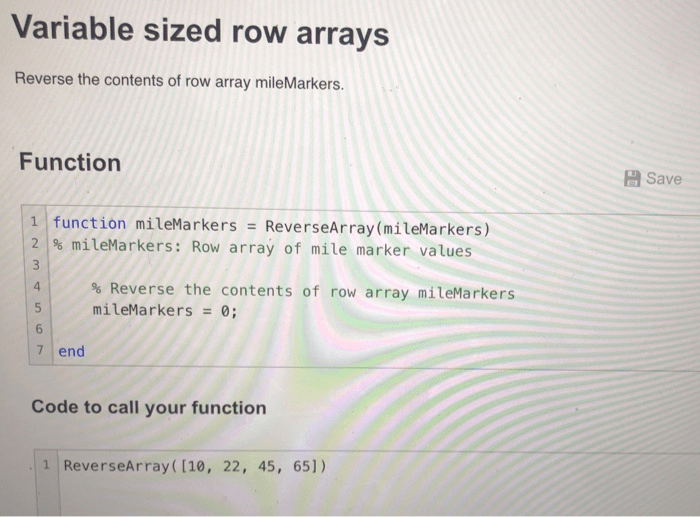 Reverse the contents of row array milemarkers.