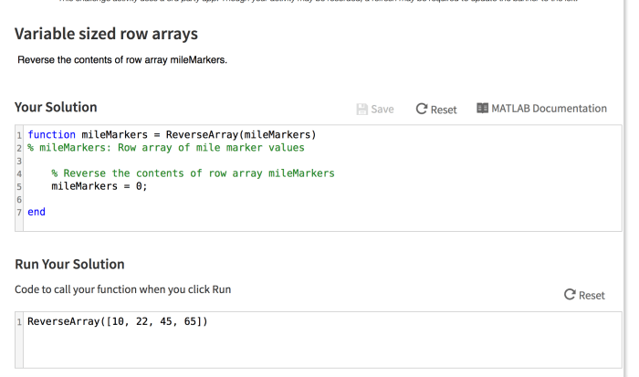 Reverse the contents of row array milemarkers.